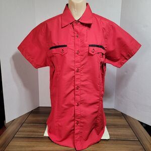 True Rock SS Full Button Shirt Red & Black - Size Medium NWT